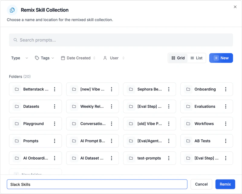 Remix Skill Collection dialog
