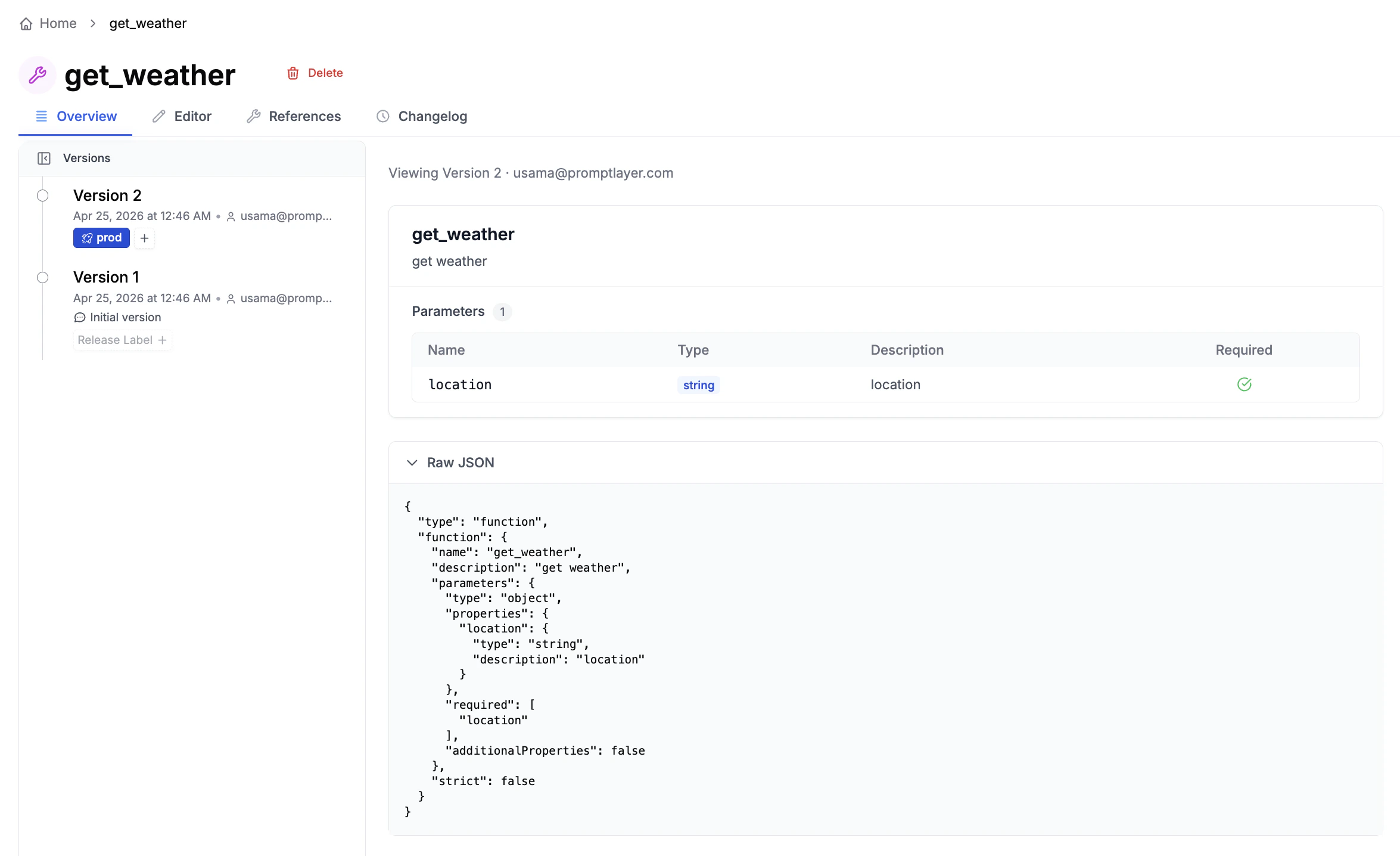 Tool Registry overview page