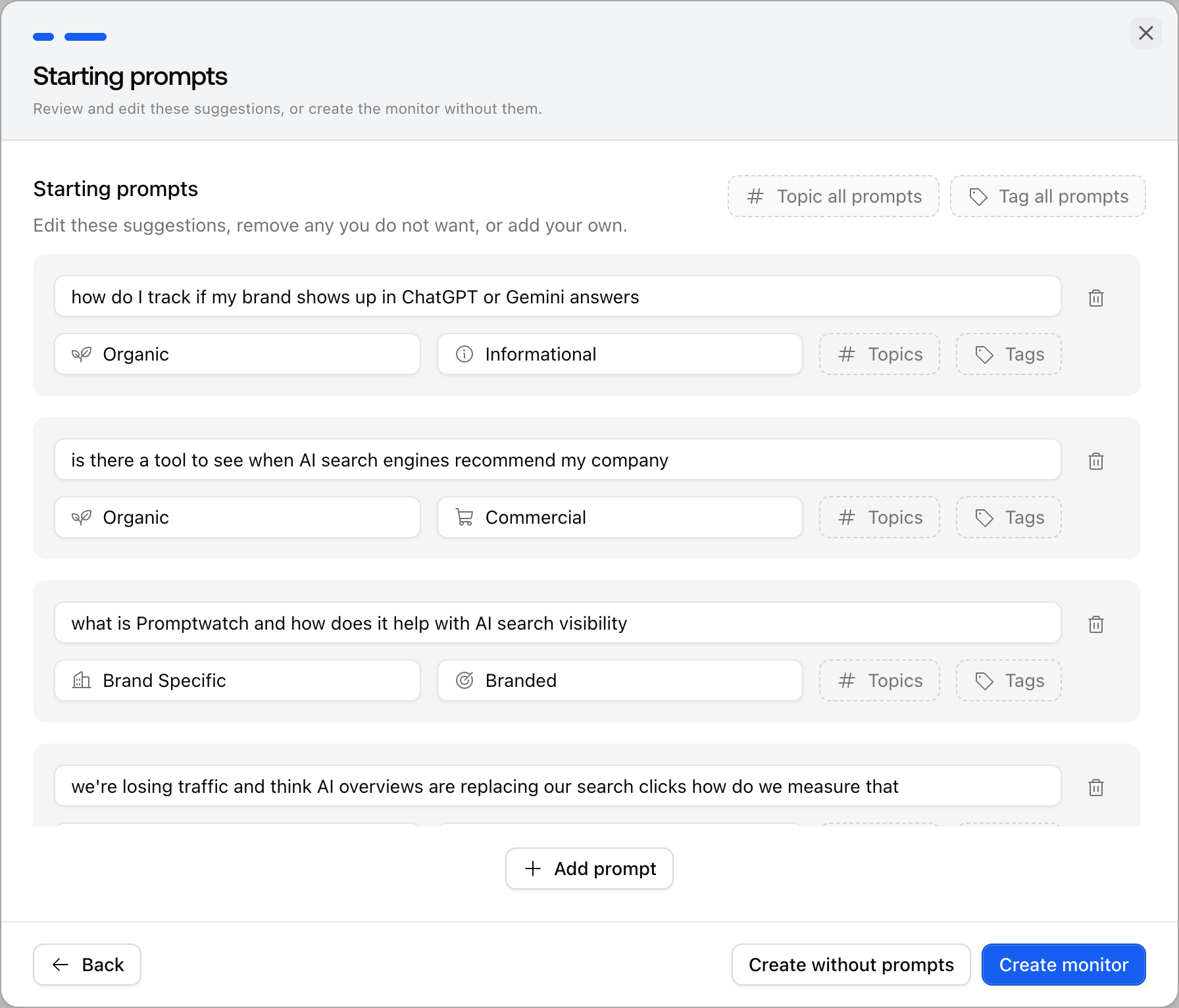 How to add a new monitor in Promptwatch