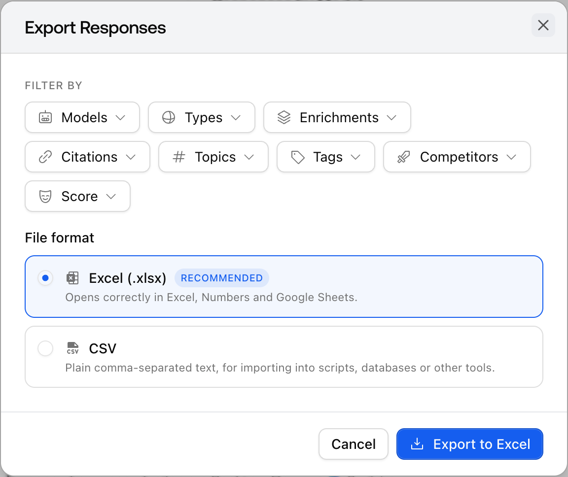 Can we export responses?