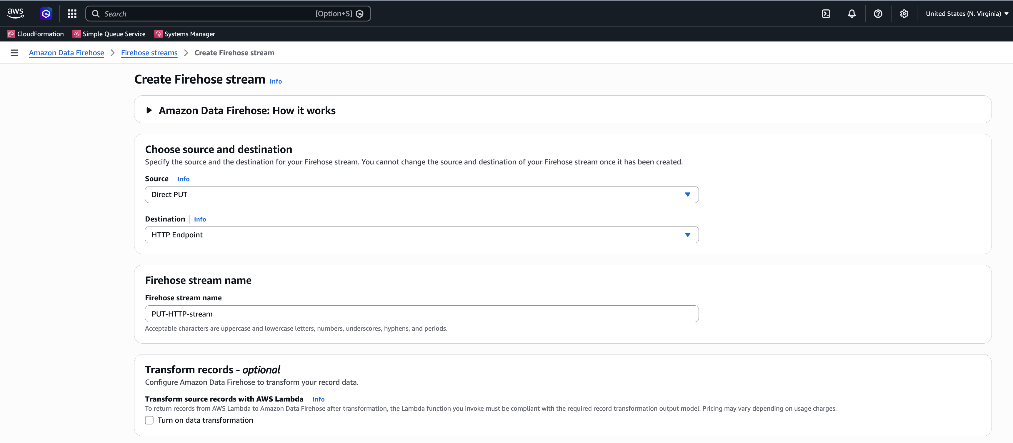 Create delivery stream