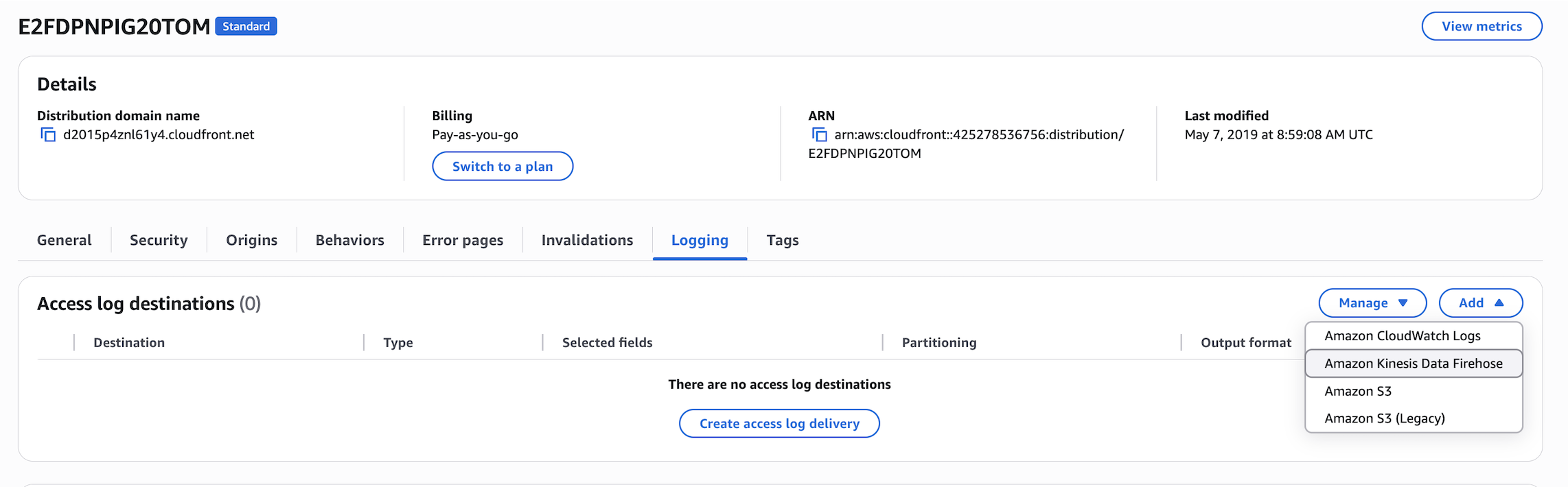 CloudFront add Firehose