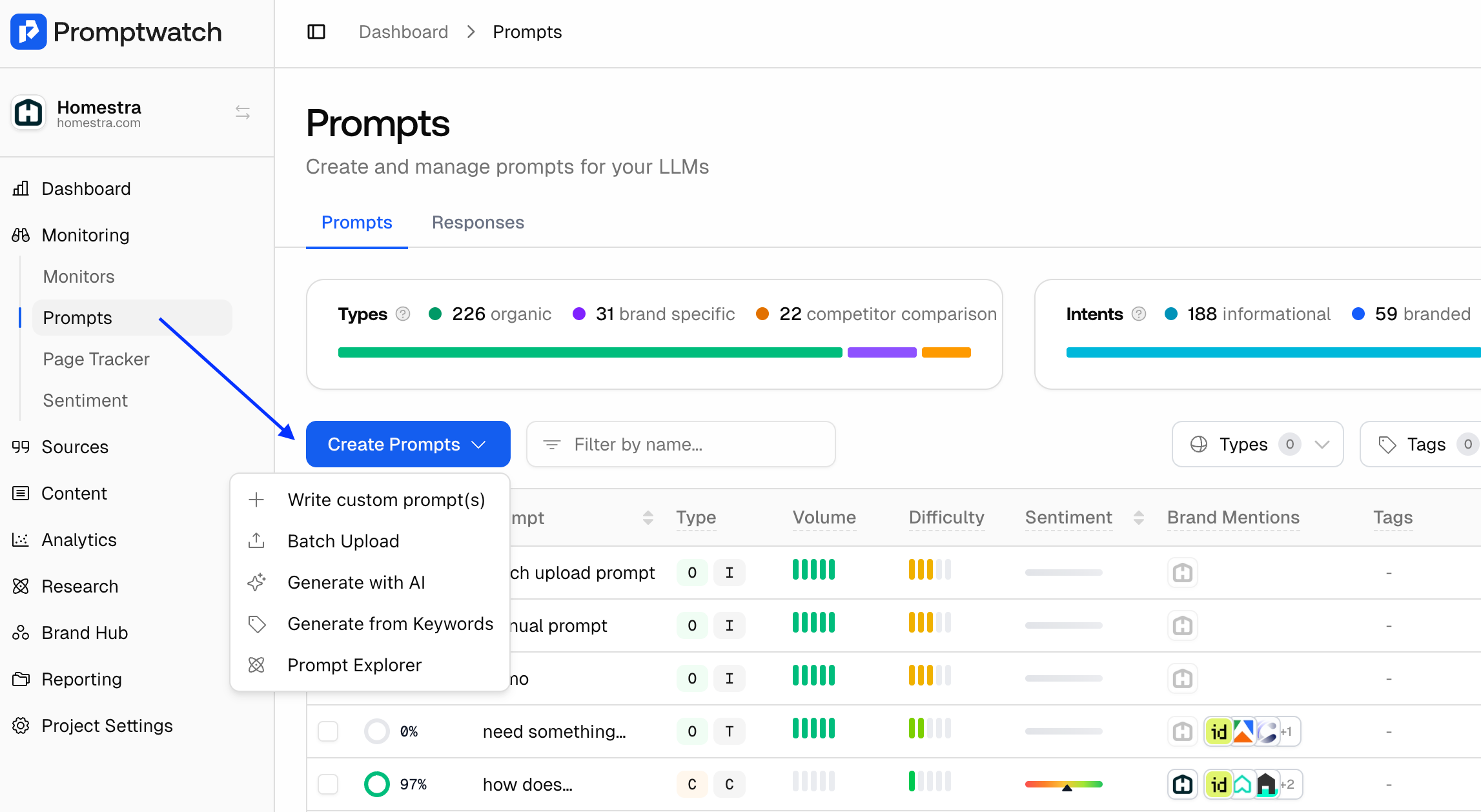 How to add additional prompts to track in Promptwatch