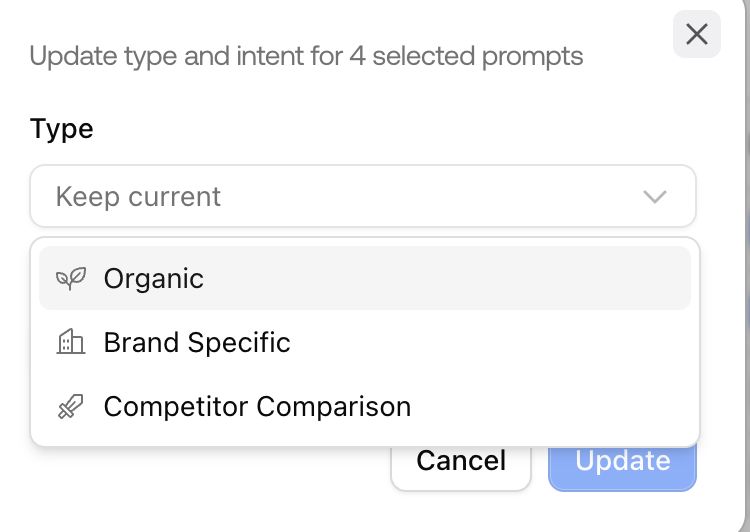 Can we change the type & intent of the prompts in bulk?