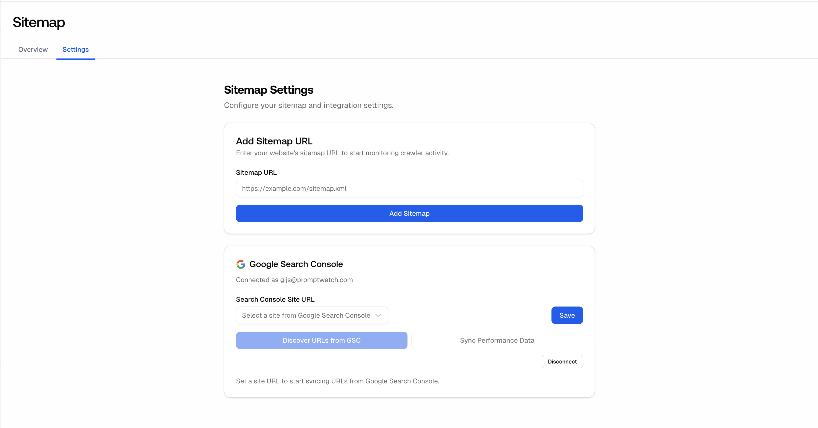 How to change your sitemap in Promptwatch