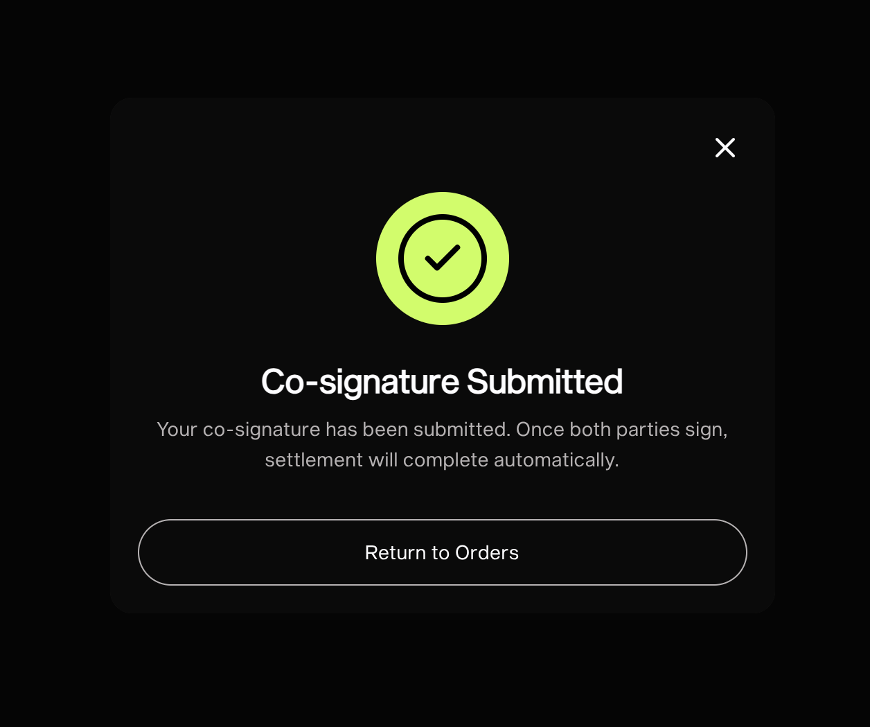 Co-signature submitted confirmation