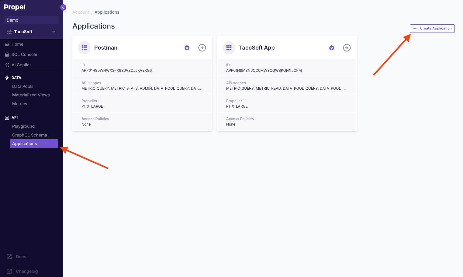 Navigate to Applications section