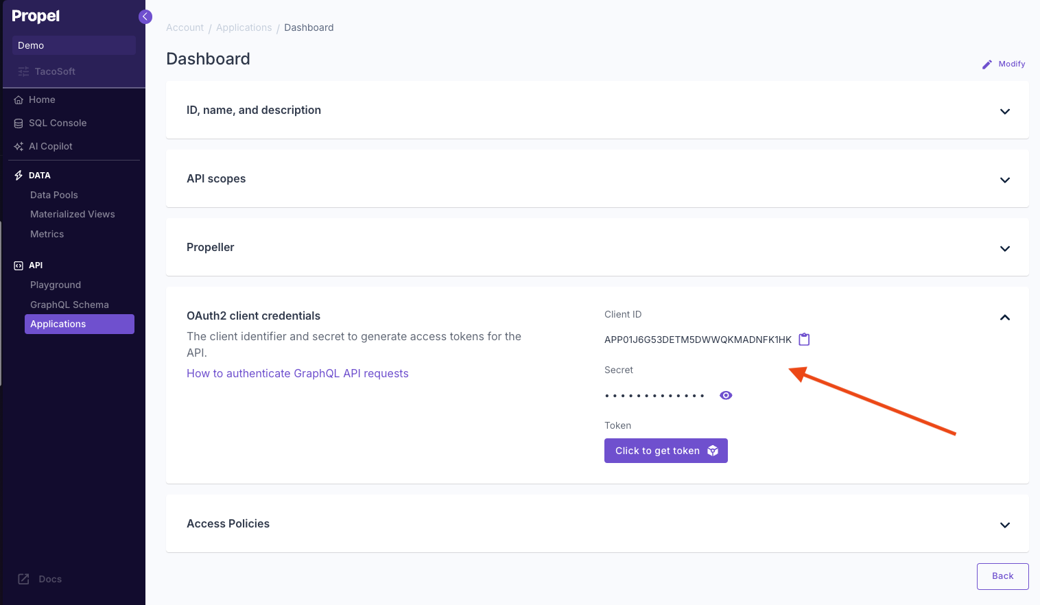 Application credentials