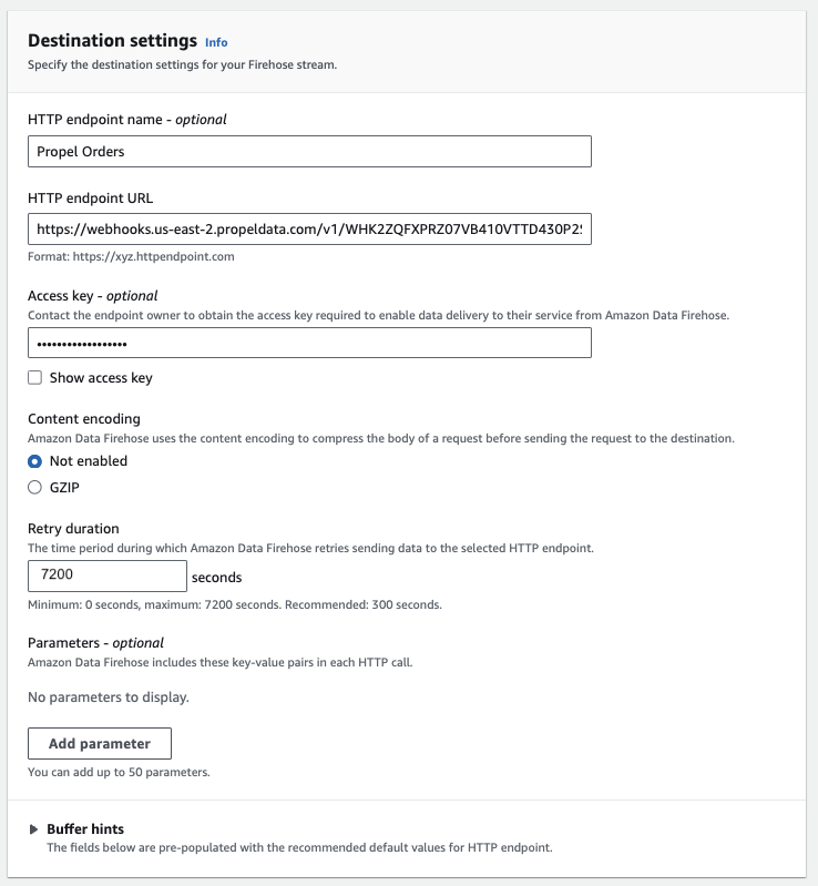 Screenshot showing the Propel Data Pool URL.