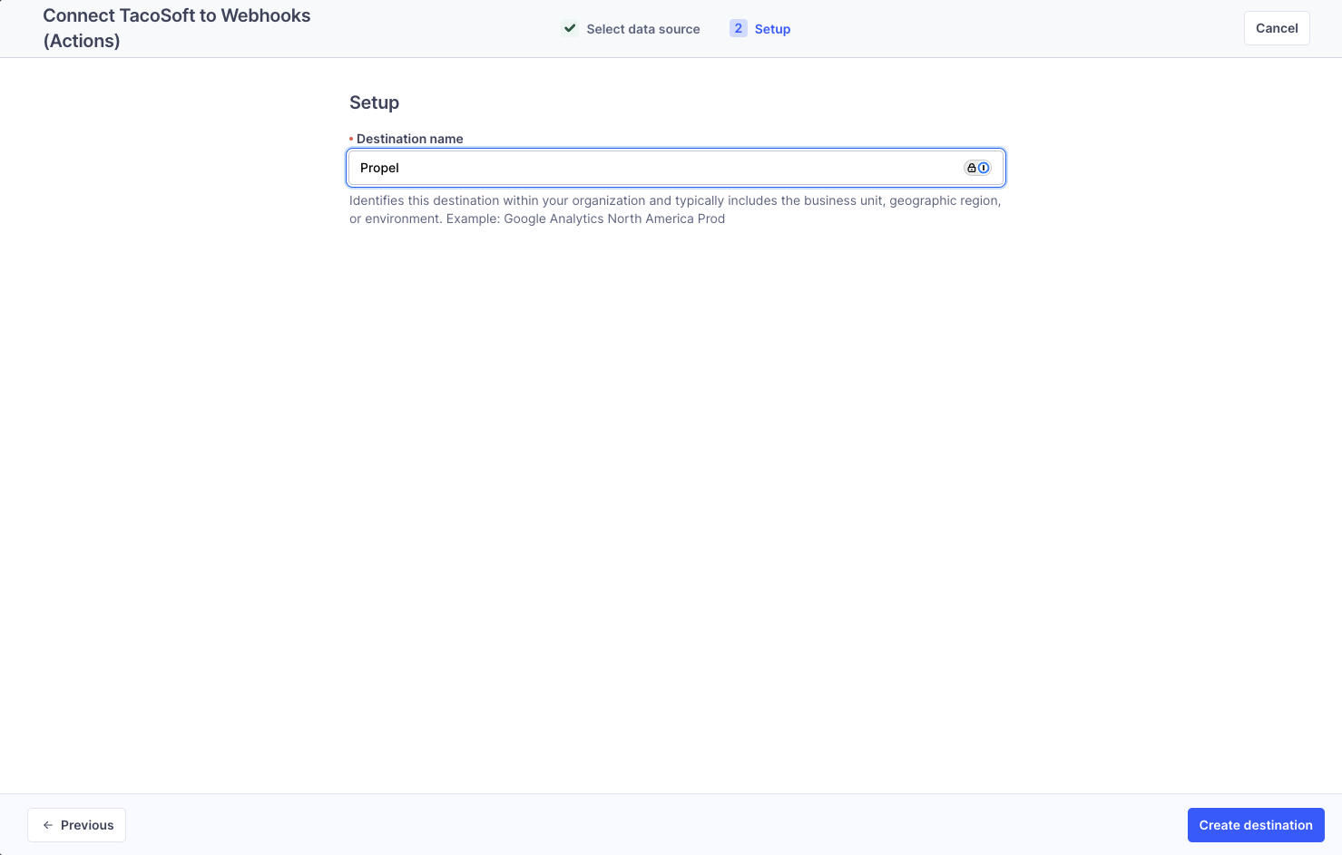 Naming the Webhooks destination
