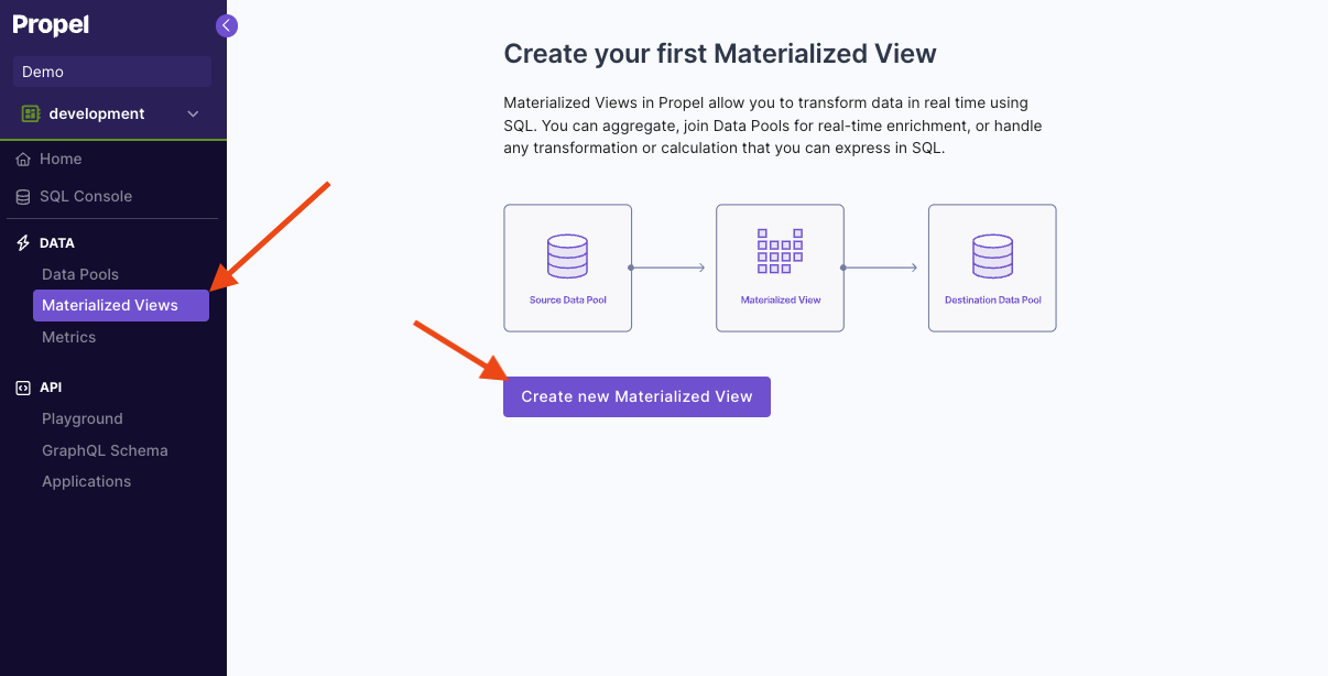 Create new Materialized View