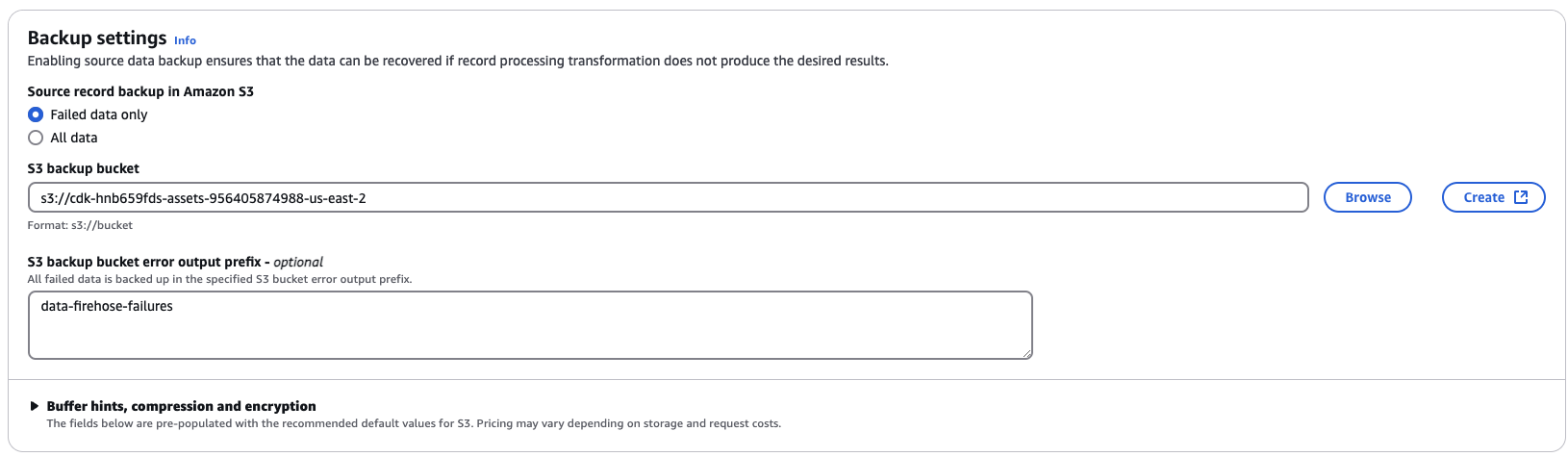 Configuring backup settings for failed deliveries