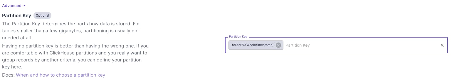 Weekly partition key in ClickHouse