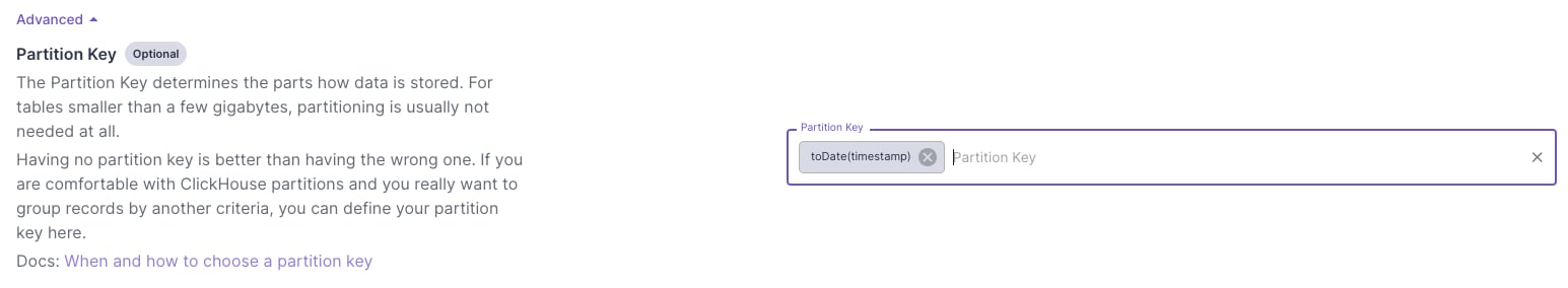 Daily partition key in ClickHouse