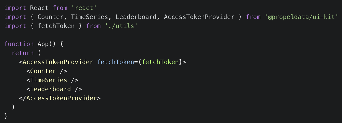 Code example of Propel's UI Kit Access Token provider