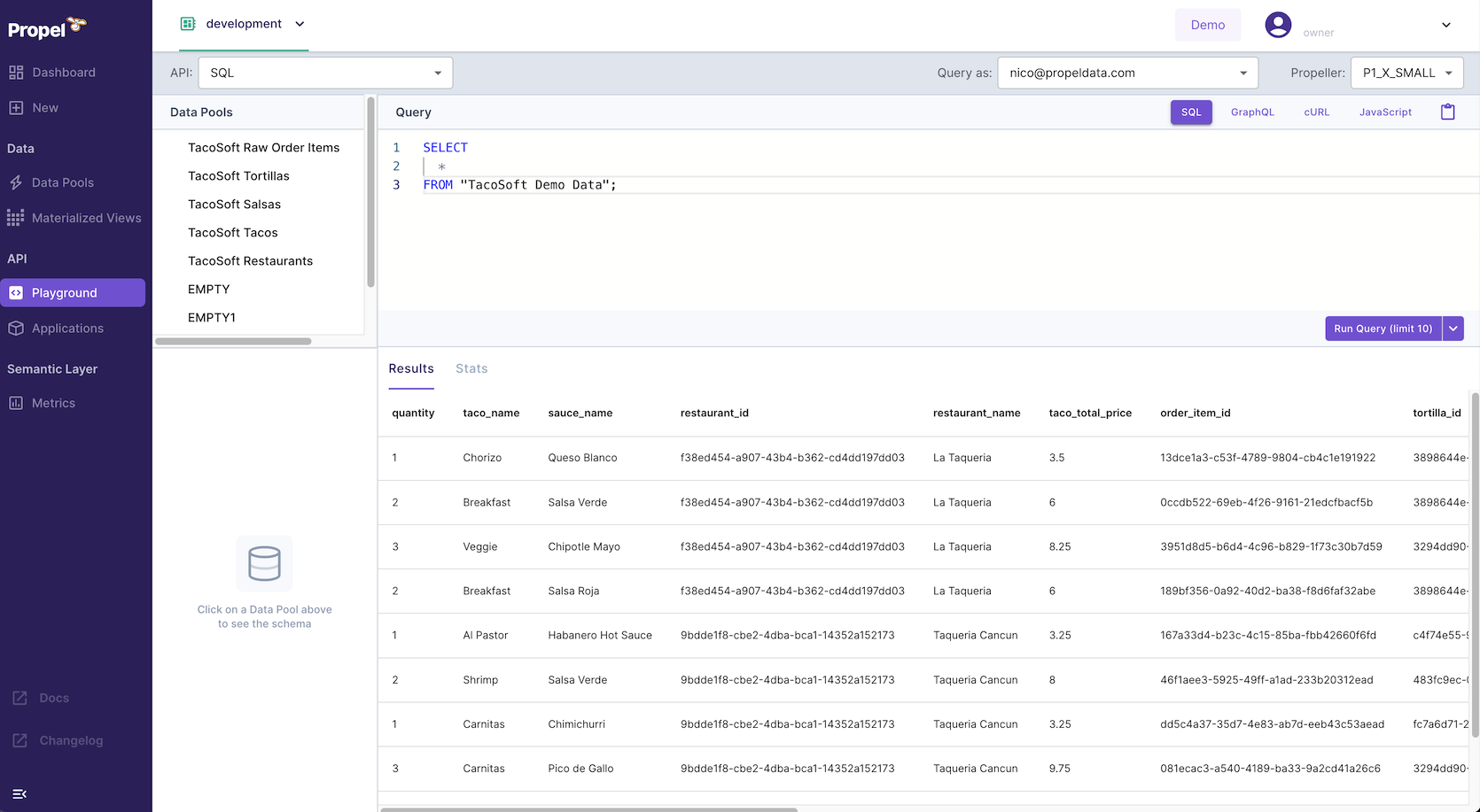 Propel's SQL Playground