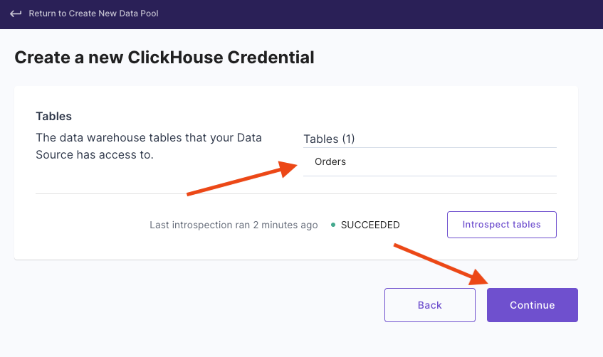 Propel ClickHouse table list page