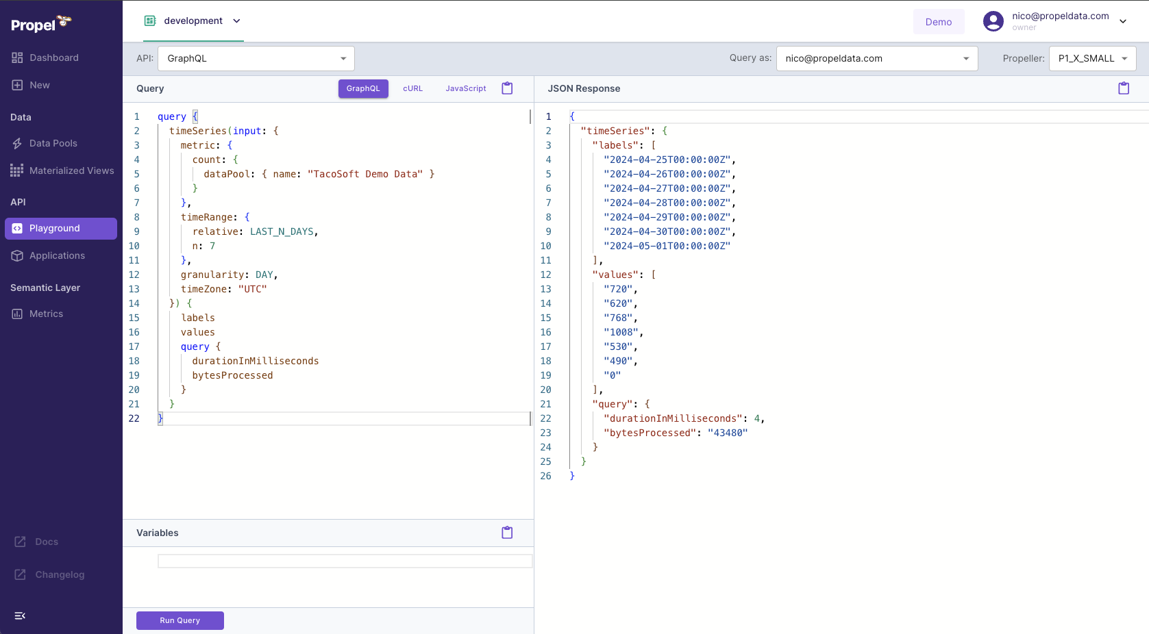 Propel's GraphQL Playground