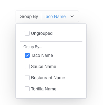 A screenshot of the GroupBy component