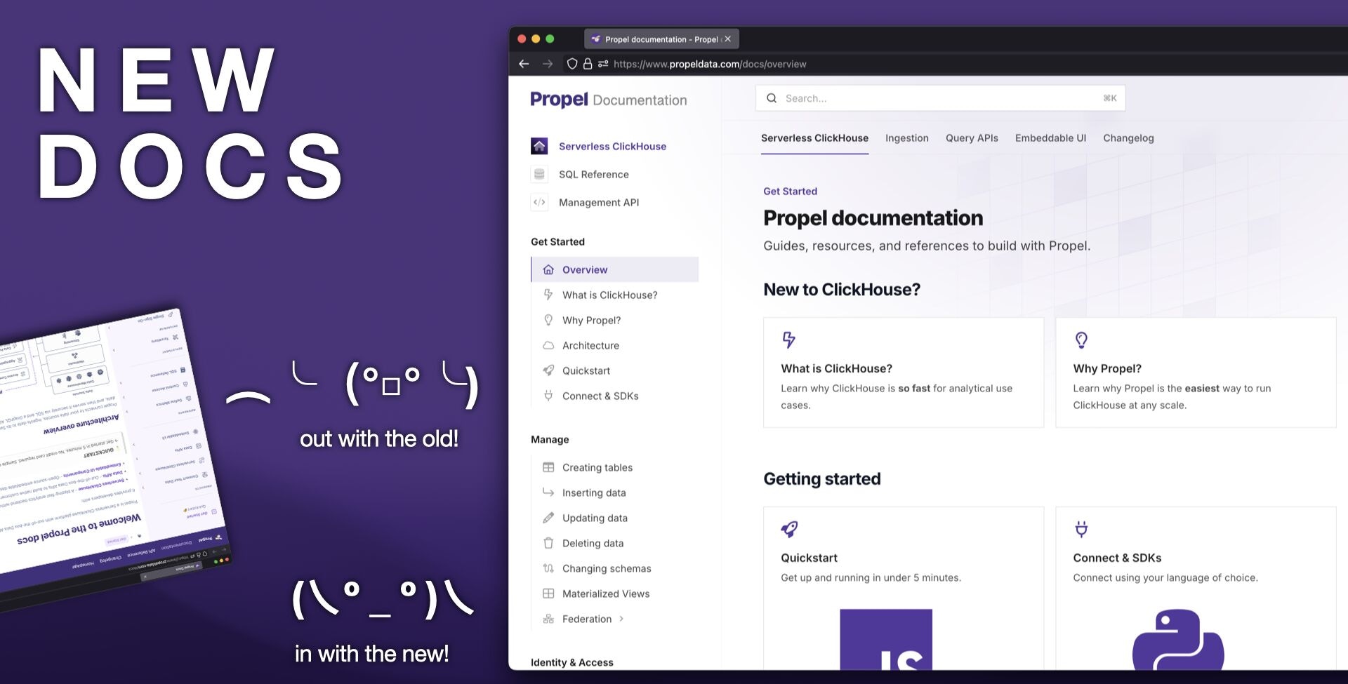 A screenshot of Propel's new docs