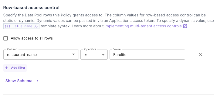 Row-level rule setup