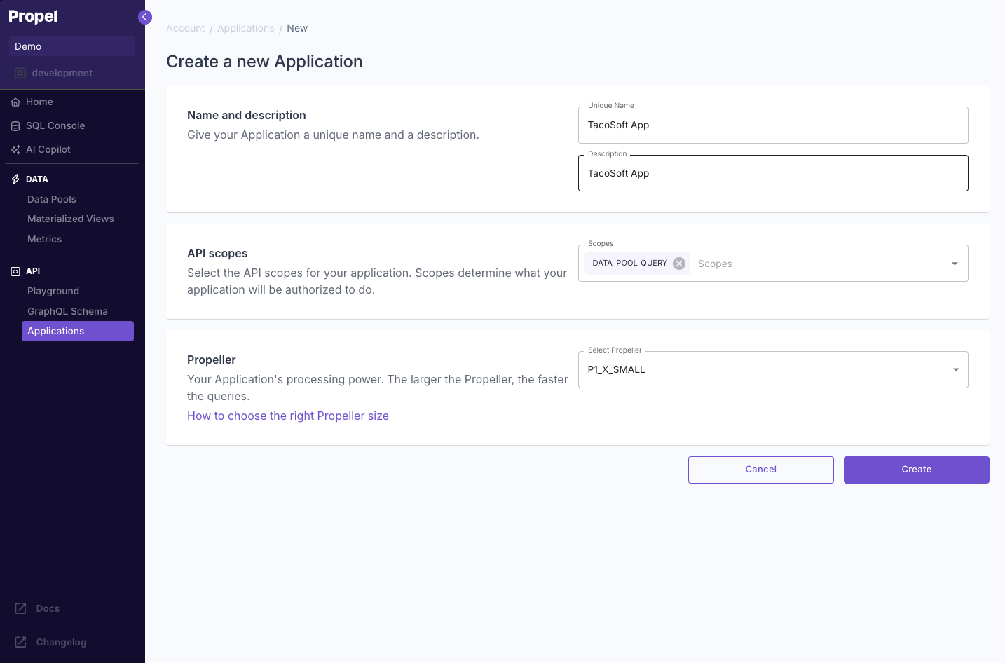 Create a Propel Application