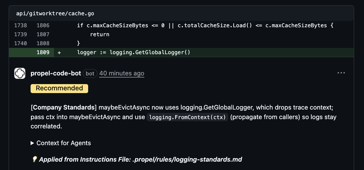 Knowledge base attribution in review comments
