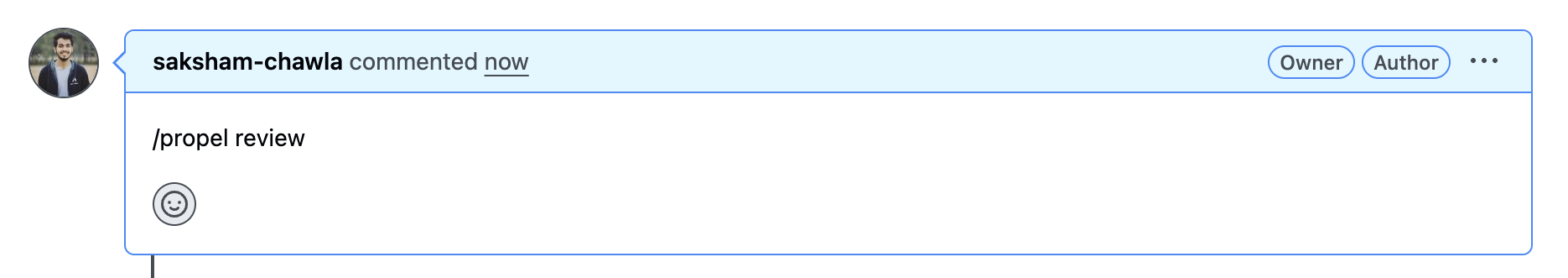 Screenshot of a GitHub pull request comment using /propel review.