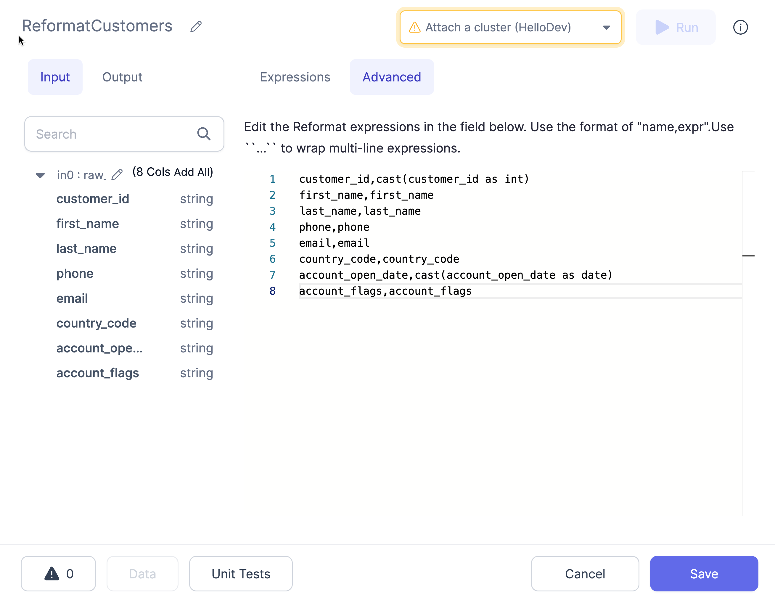 Advanced import mode