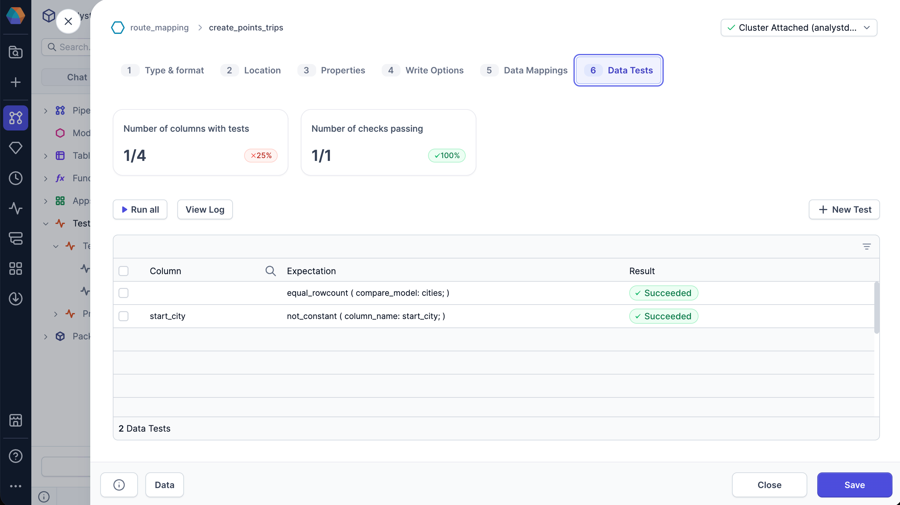 Assign a test definition to a table or model