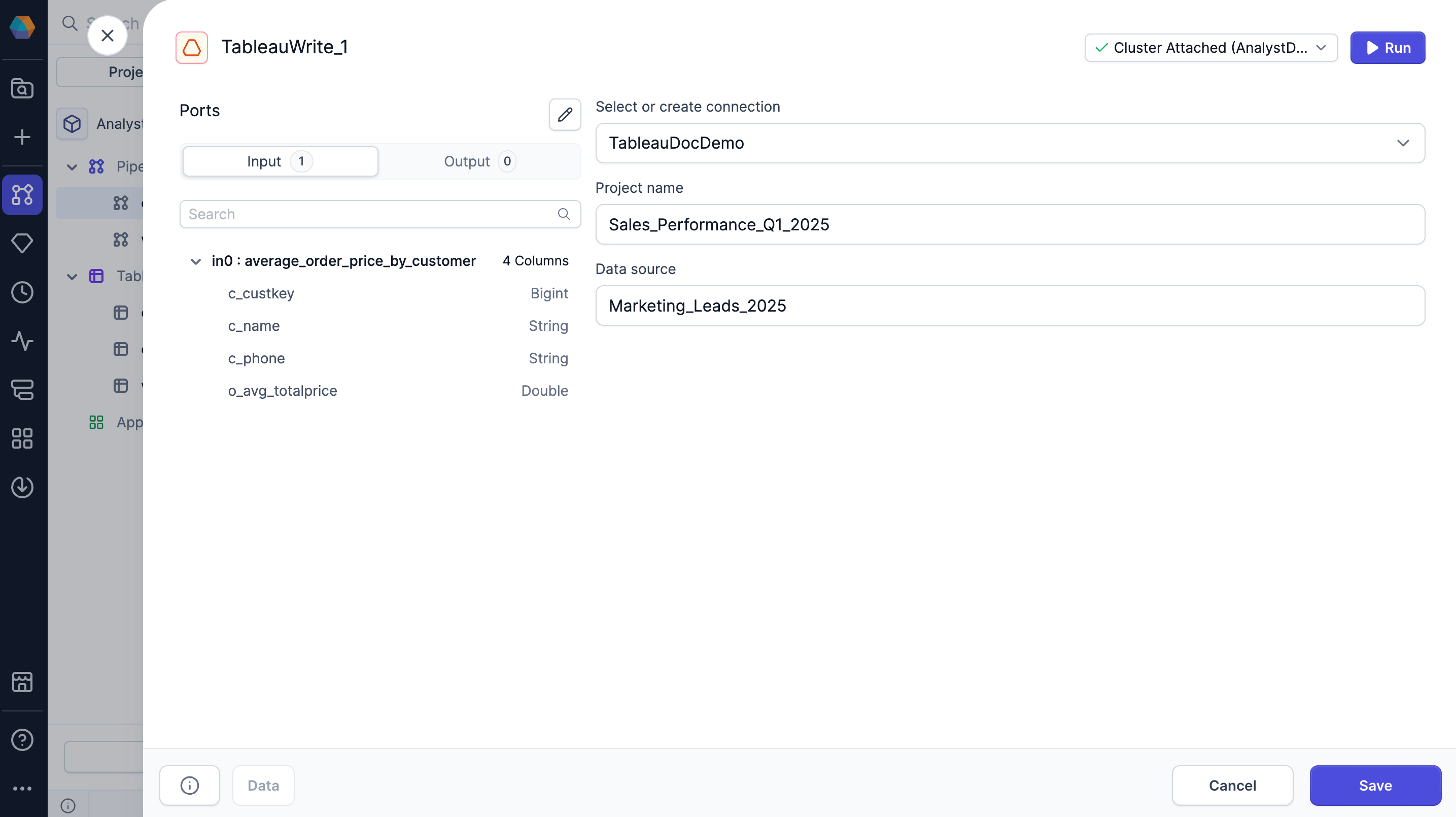Tableau Gem configuration