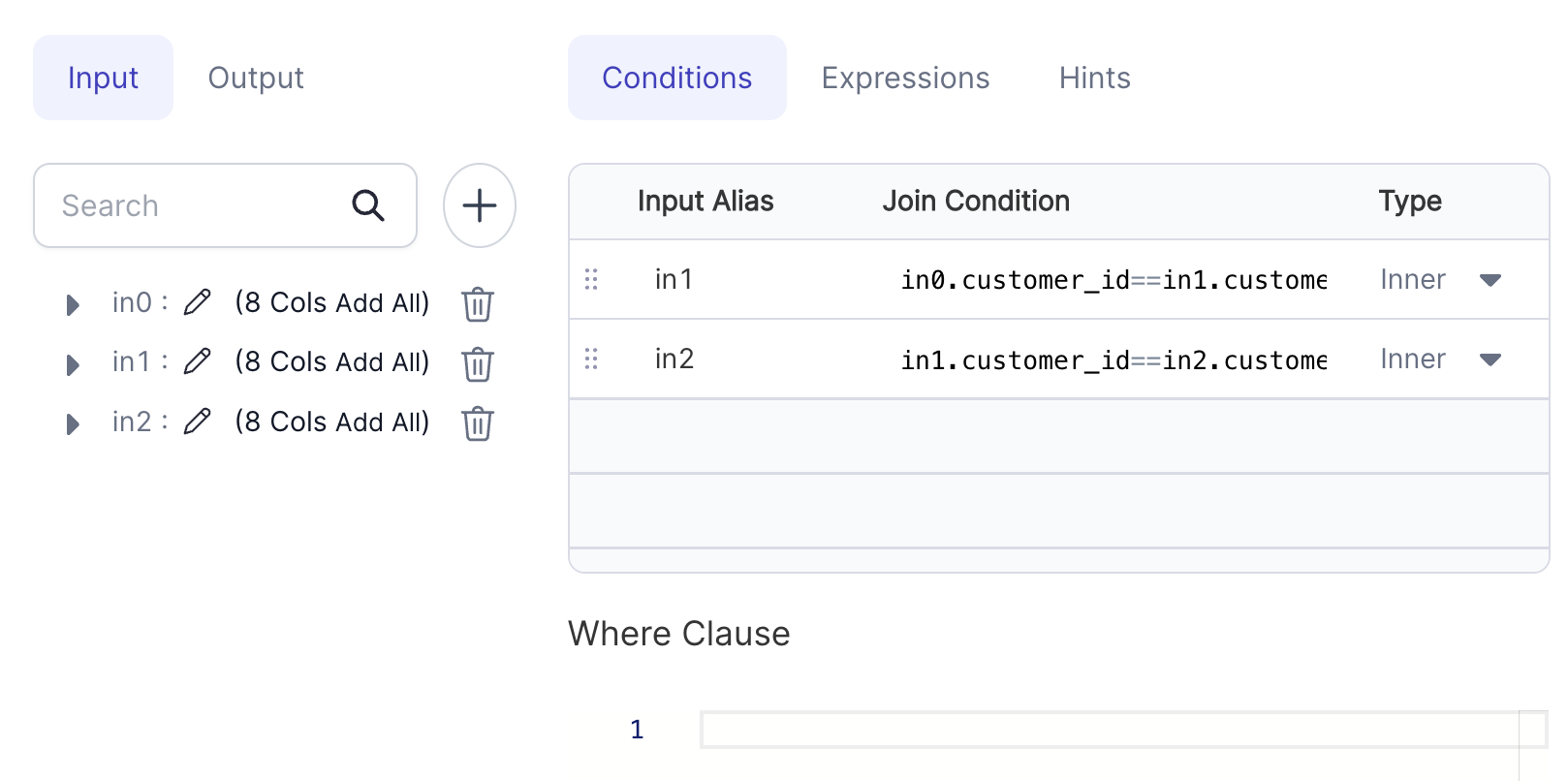 Example usage of Join - Join three DataFrame inputs