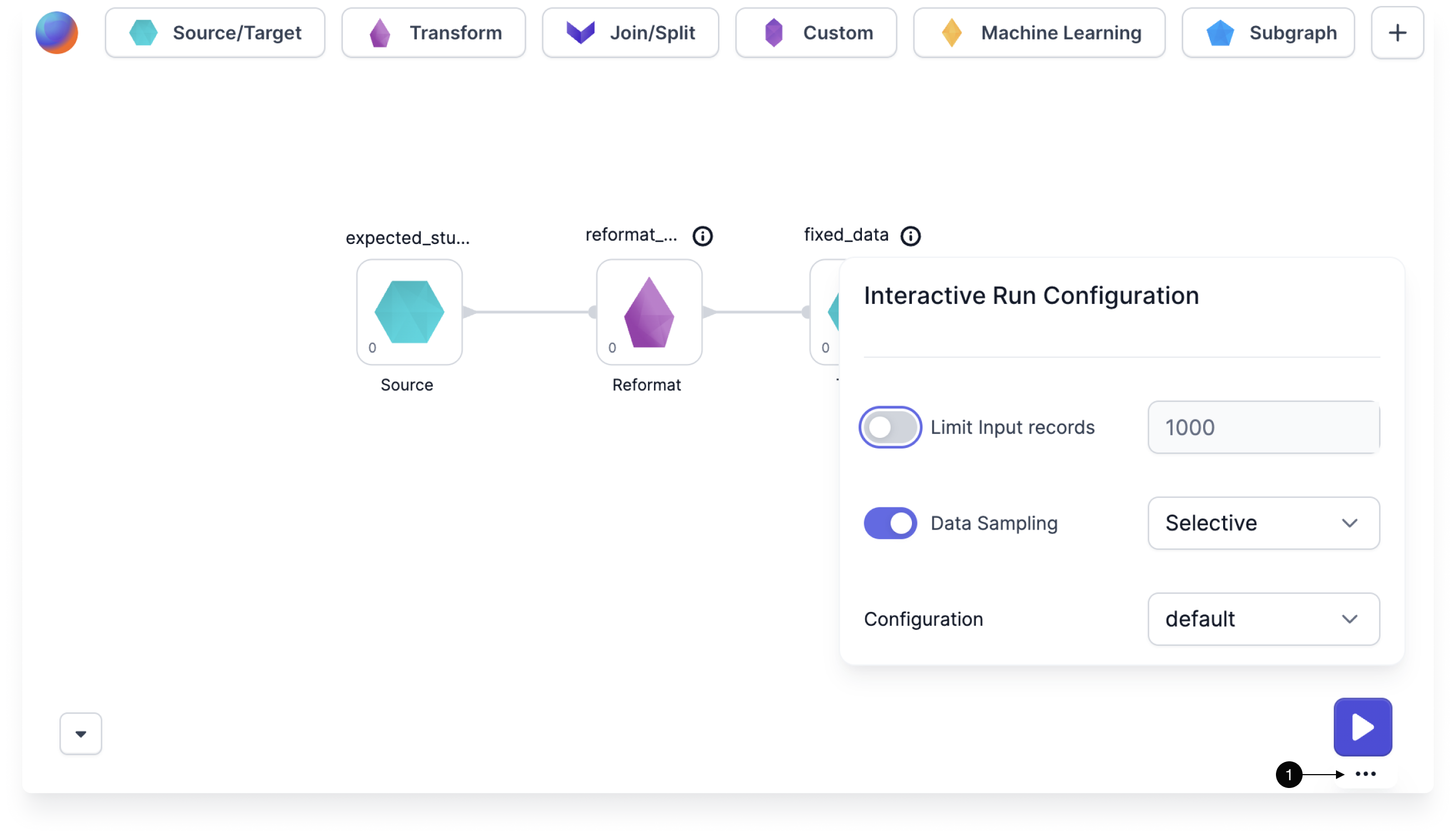 Interactive run configuration