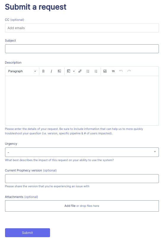 Ticket submission form