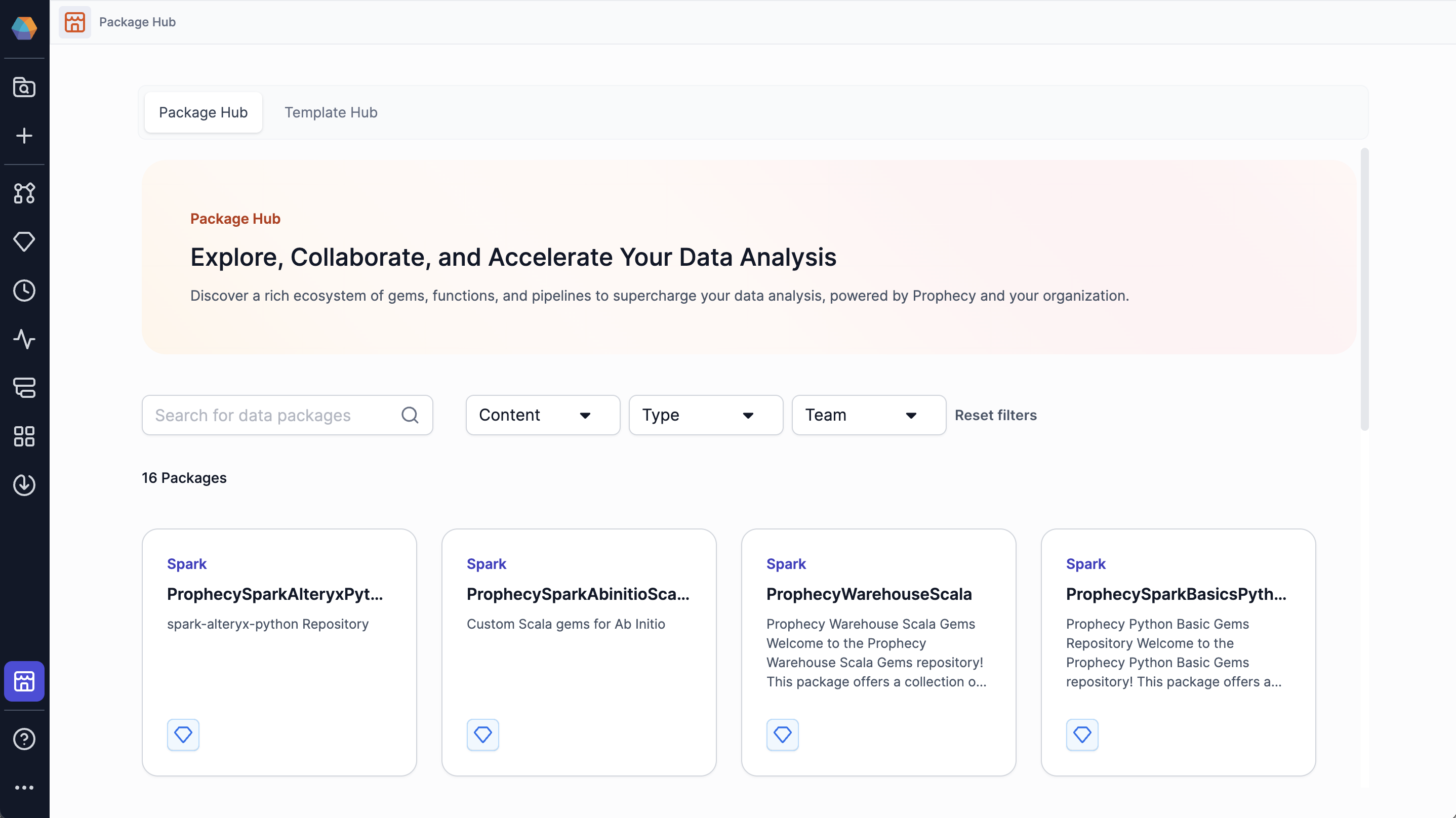 Package hub for Data Analysis - Prophecy Documentation