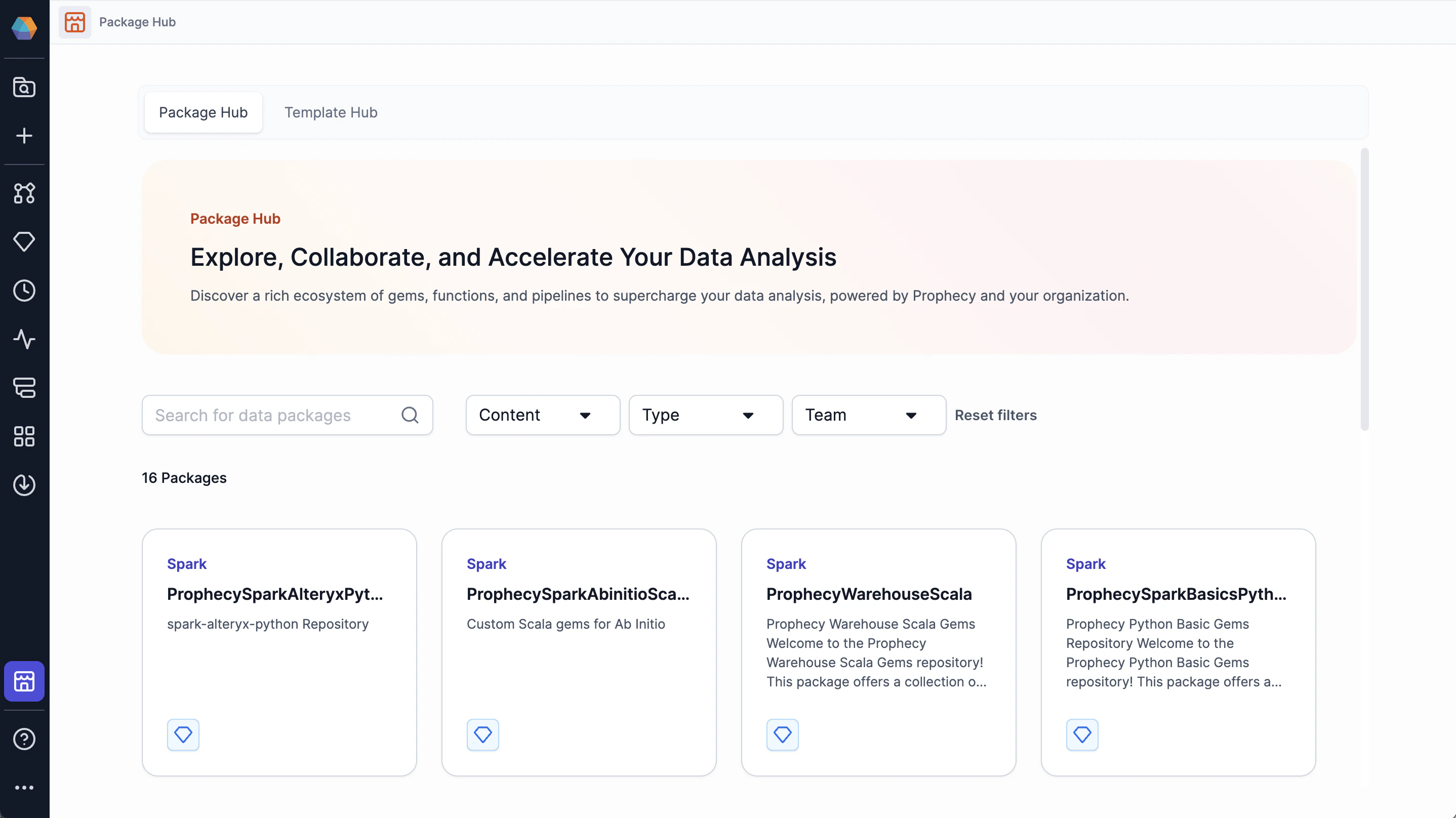 Package Hub landing page