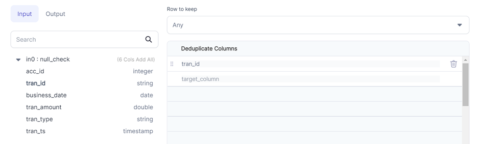 Example usage of Deduplicate