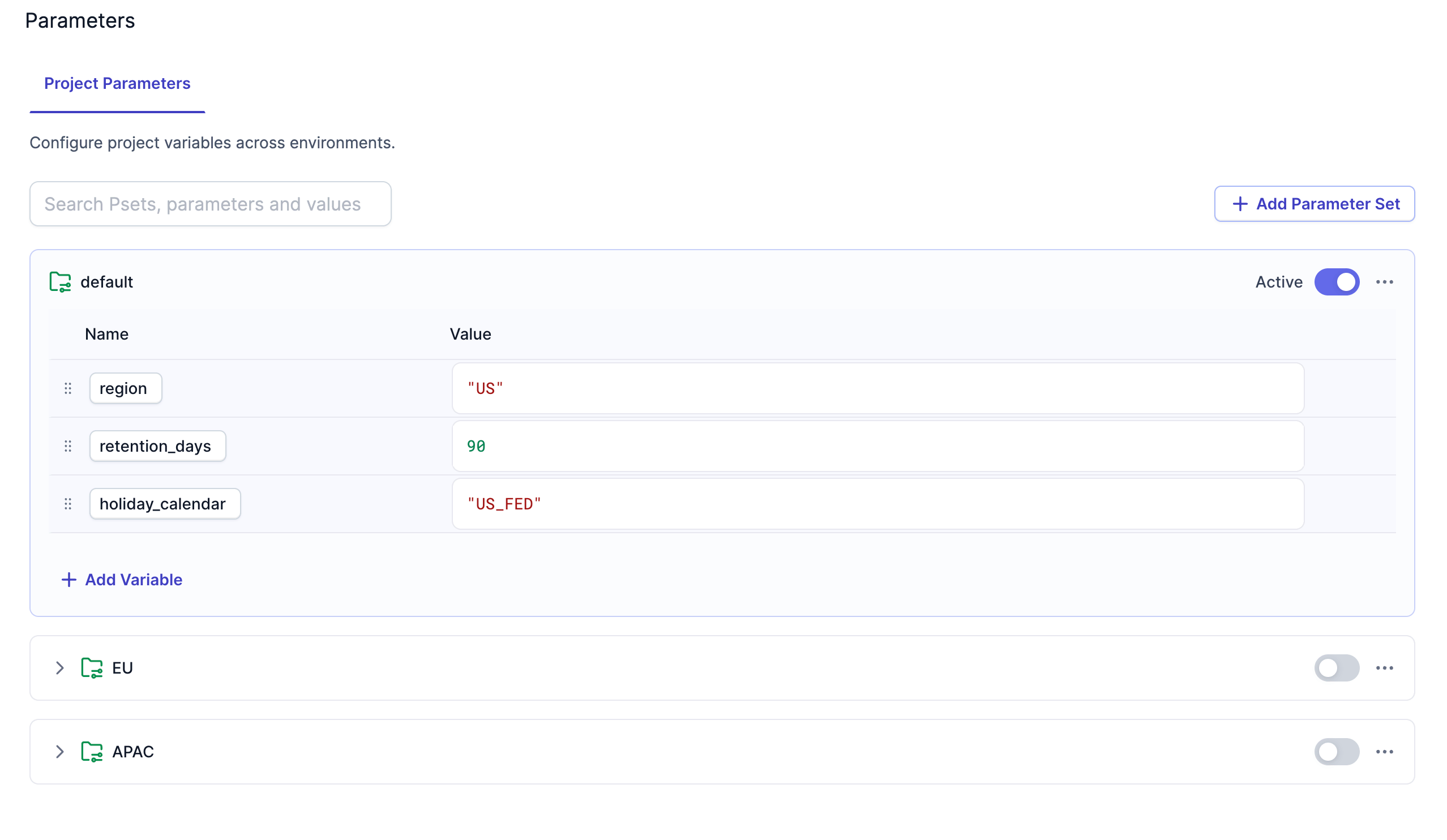Deploy parameter sets - Prophecy Documentation