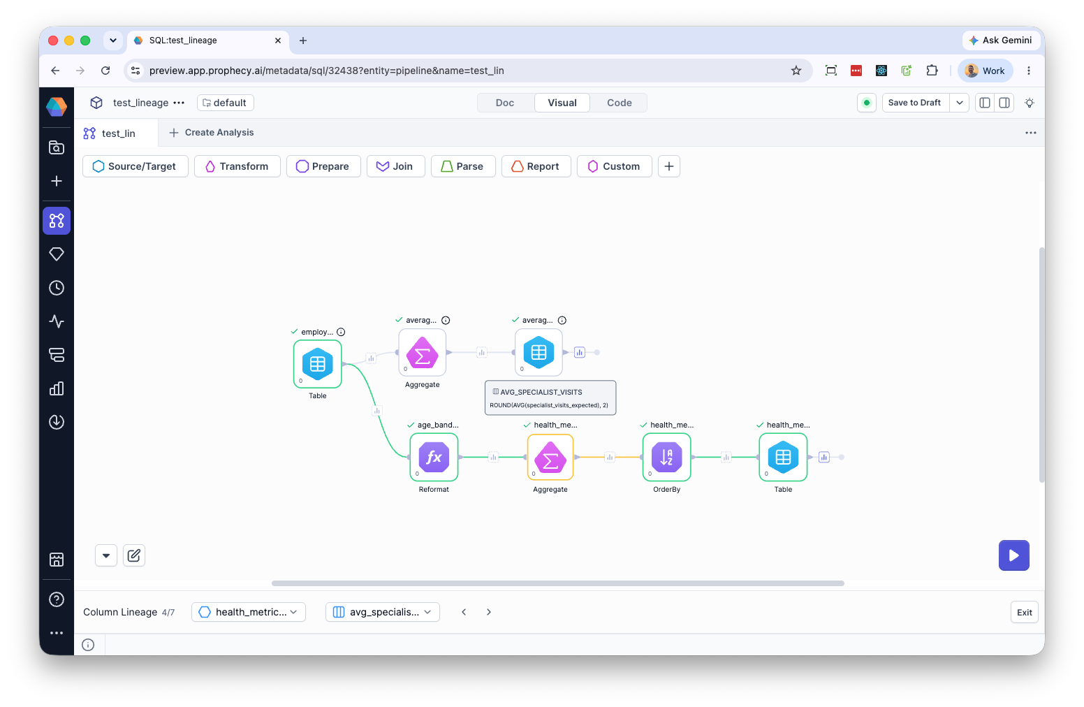 View SQL lineage - Prophecy Documentation