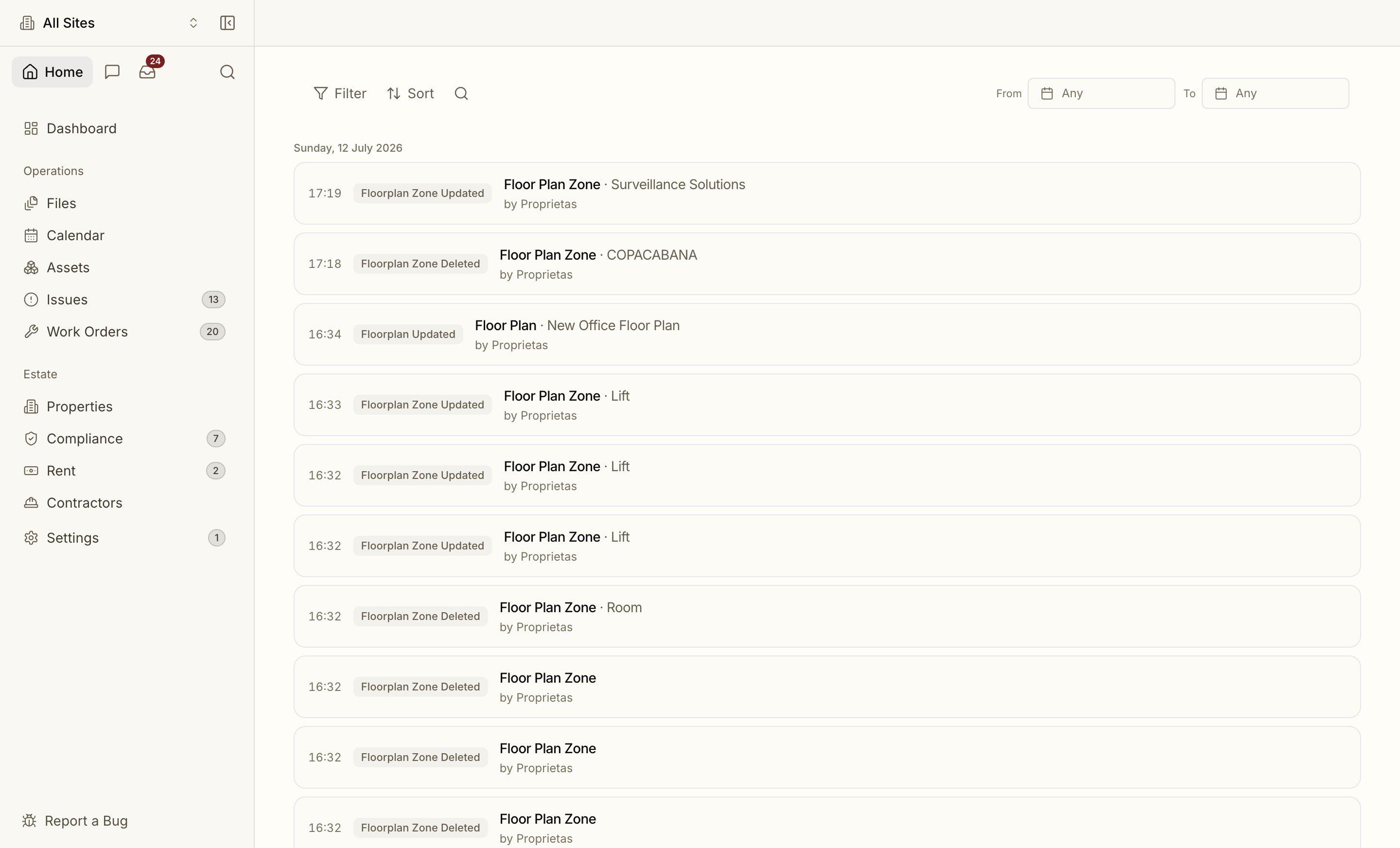 The audit log — every change with actor, time and context, filterable and exportable