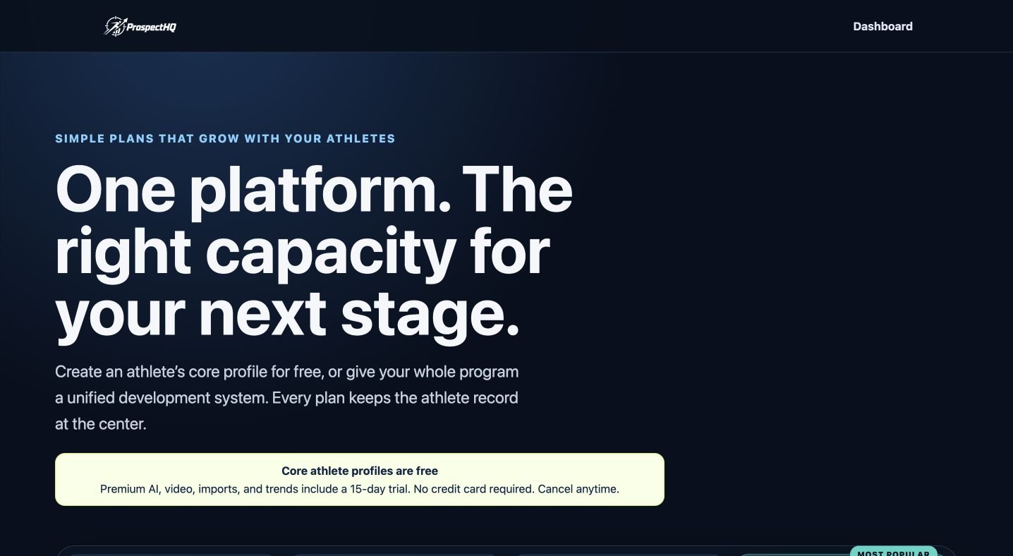 ProspectHQ membership and organization plan page