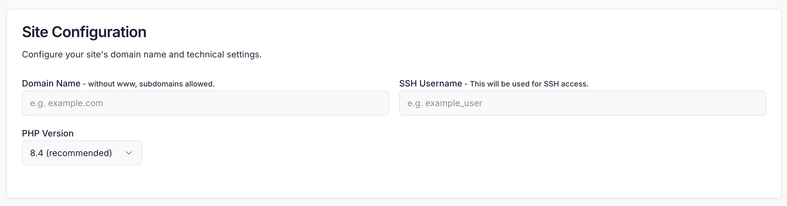 Enter domain SSH PHP