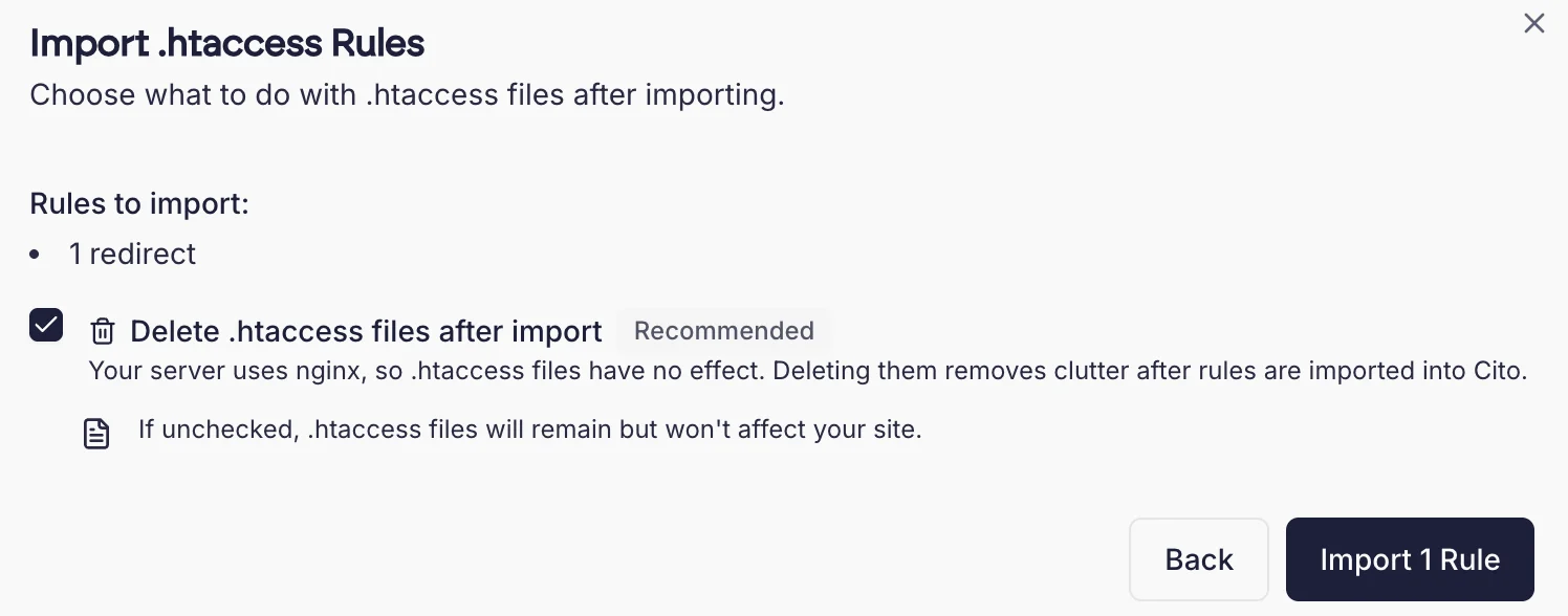 Htaccess Import Step 2