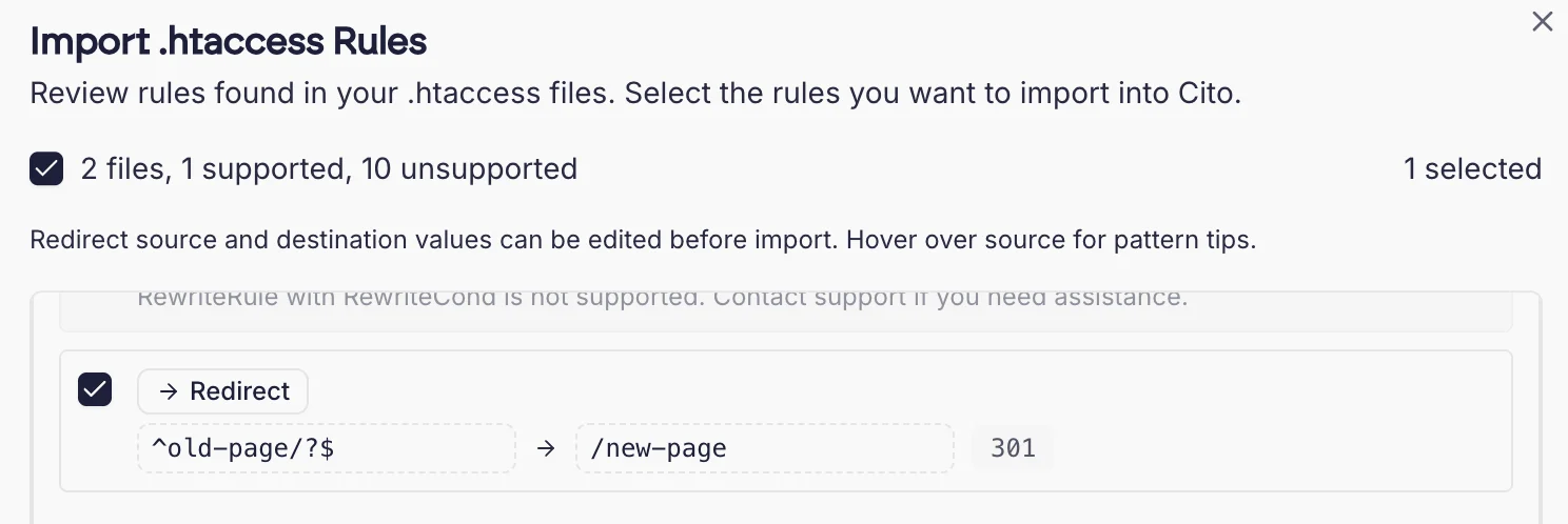 Htaccess Import Wizard