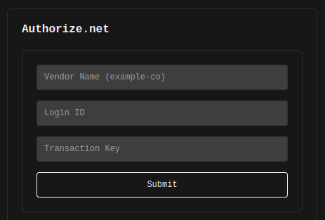 adding a authorizenet vendor