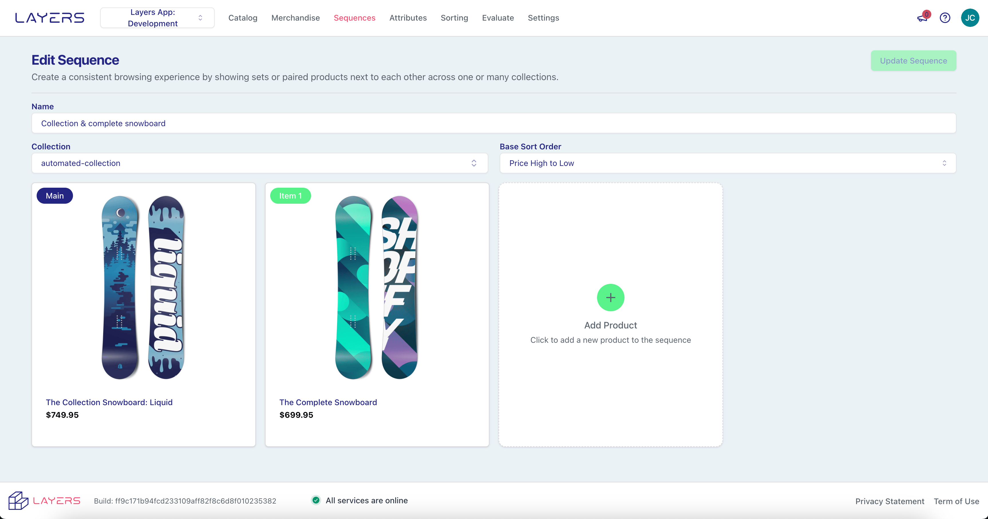 Product Sequence Example
