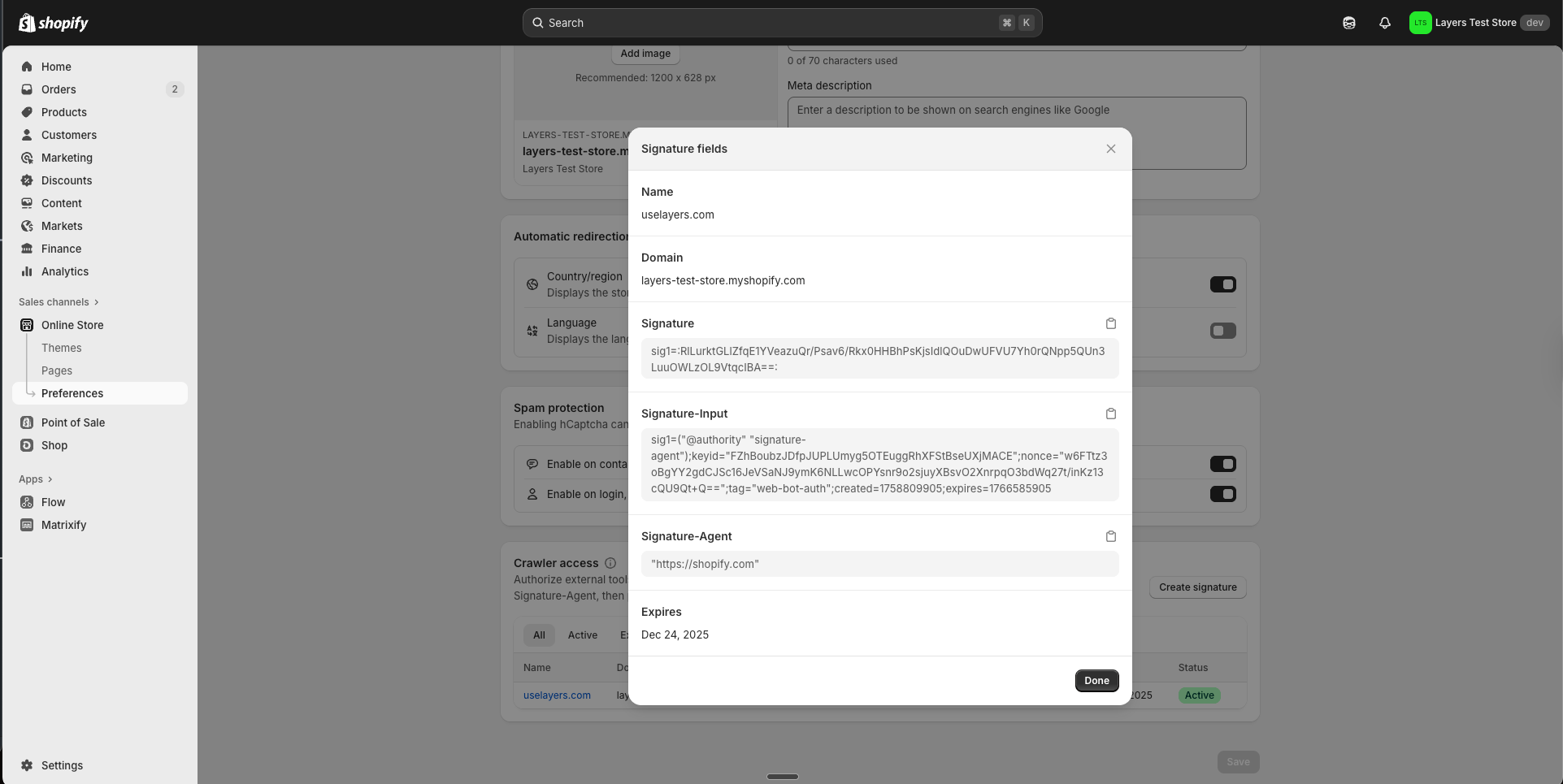 screenshot of crawler signature
settings