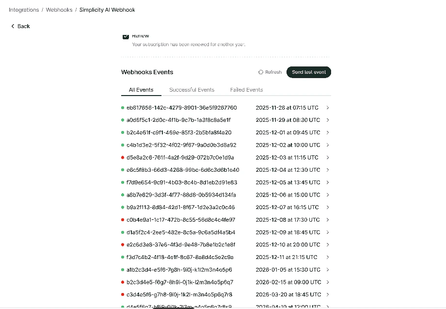 Webhook event logs