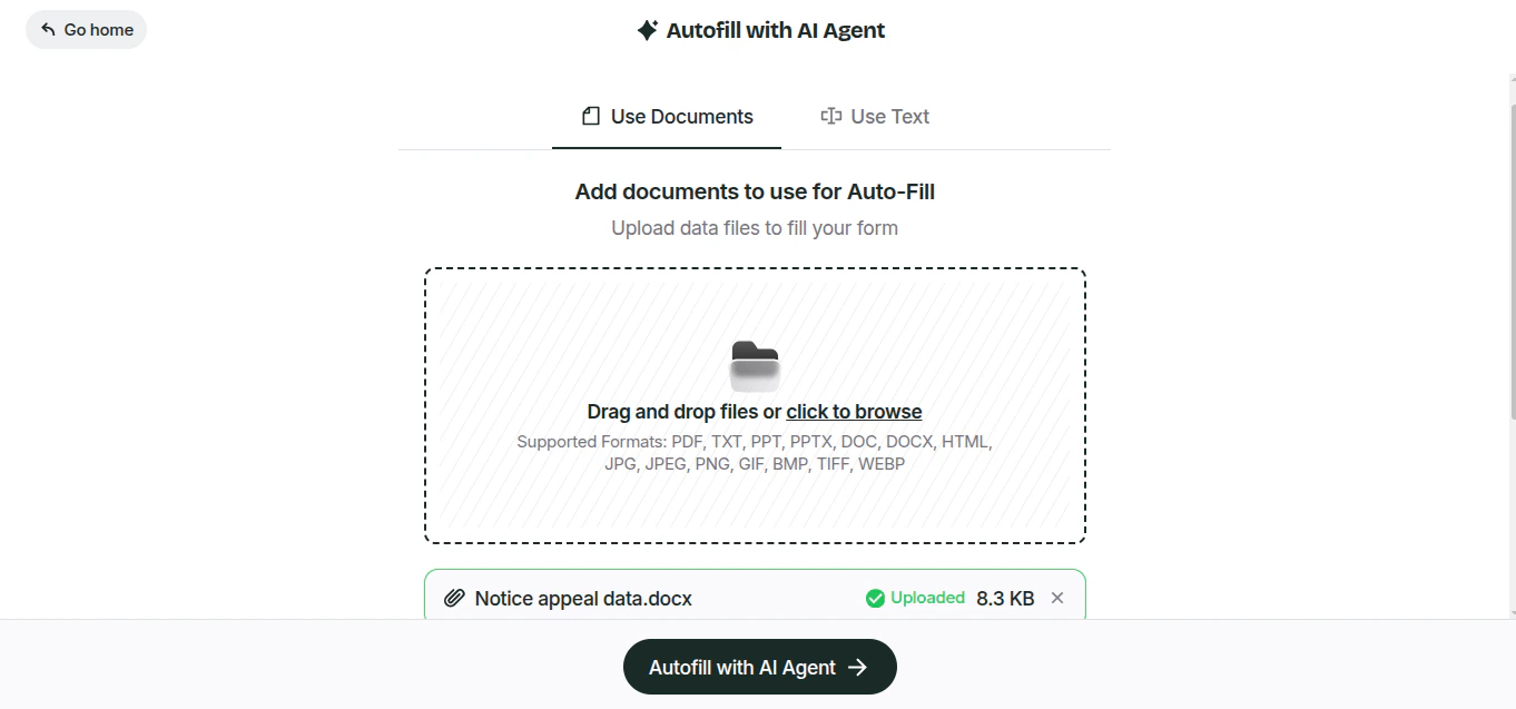 Autofill with source document - step 1