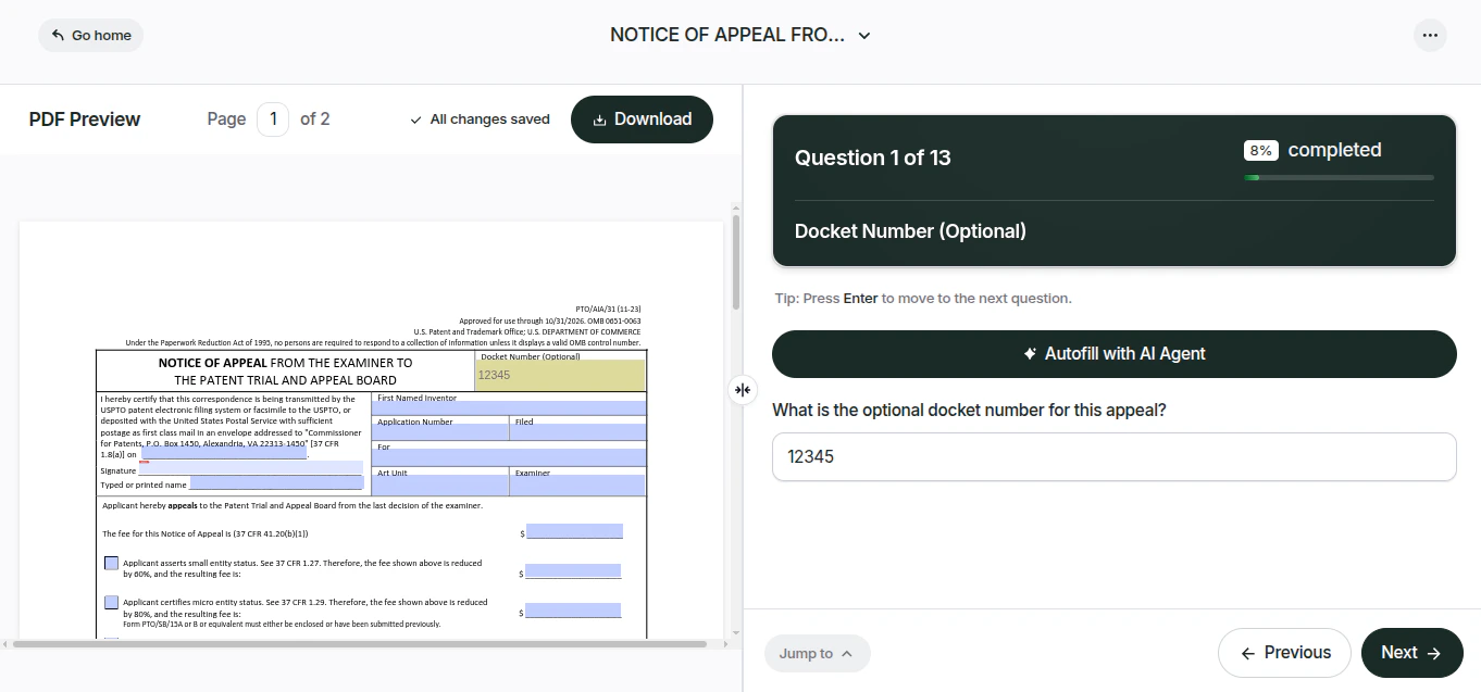Interactive form filling